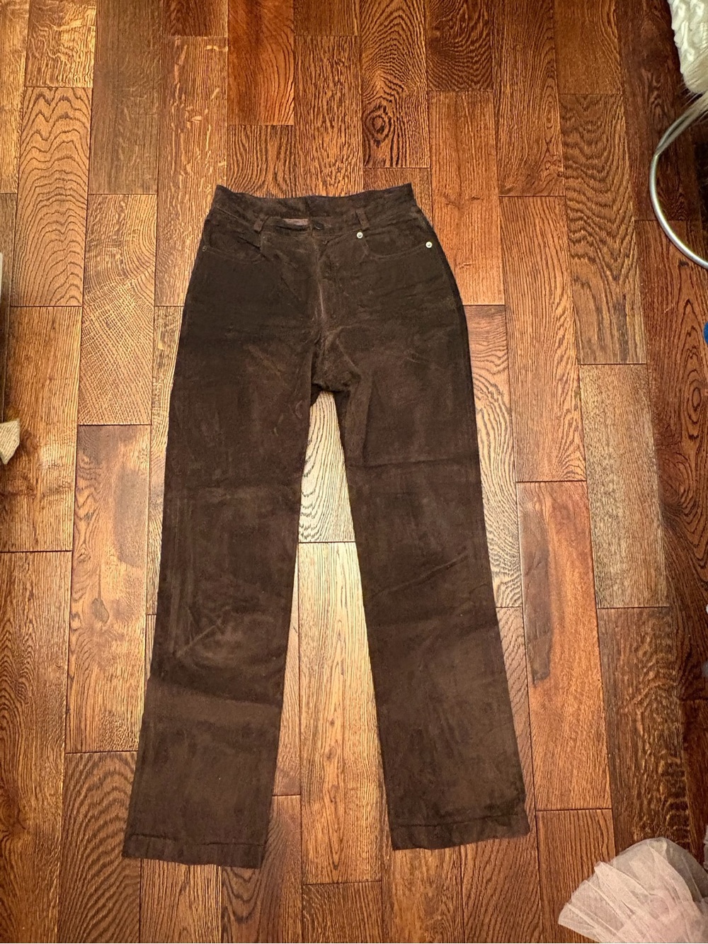 Vintage Neto Brown Suede Leather Pants Size 4 High Rise Straight Leg